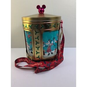Disney Parks Christmas Holiday 2023 Gold Rotating Musical Tin Popcorn Bucket